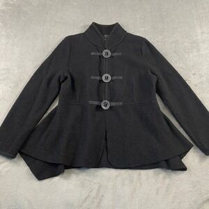 SOLD-‎ Cynthia Rowley Black Wool Blend Peplum Jacket Blazer Womens XL Mandarin